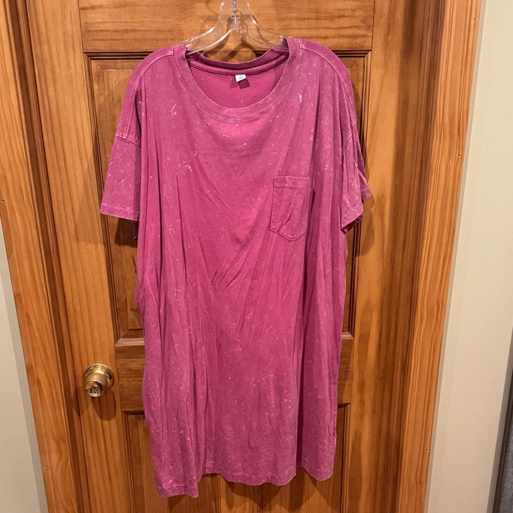 2x womens Casual Pink T-Shirt dress